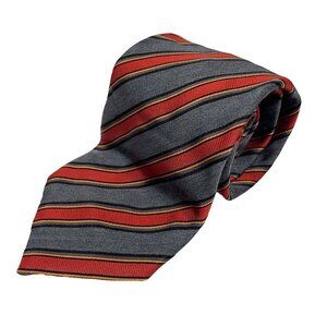 ETON 100% Silk Striped Red Grey Black & Rust Tie 3.75"